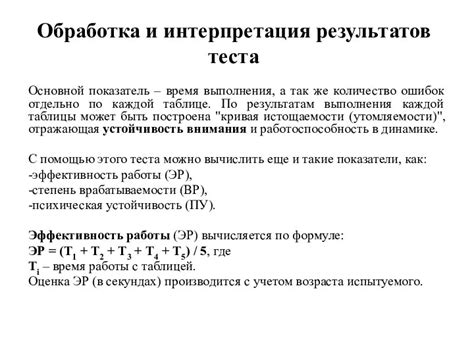 Интерпретация результатов теста