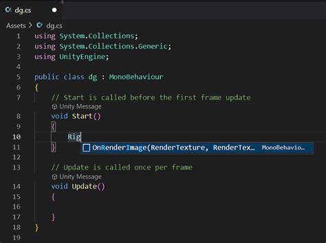 Использование подсказок в Unity для оптимизации работы в Visual Studio 2022