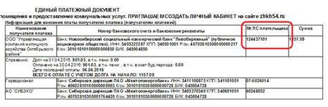 Определение лицевого счета для оплаты услуг жилищно-коммунального хозяйства