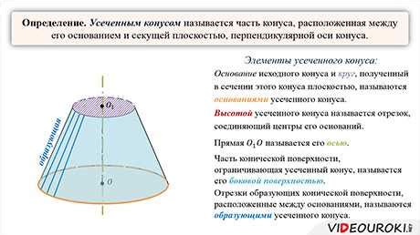 Основные характеристики усеченного конуса