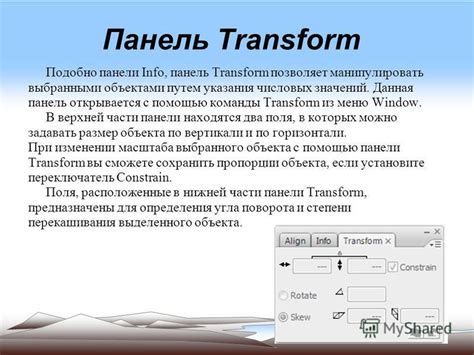 Подгонка объекта к определенному размеру с использованием панели Transform