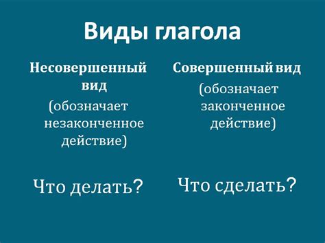 Примеры глаголов несовершенного вида