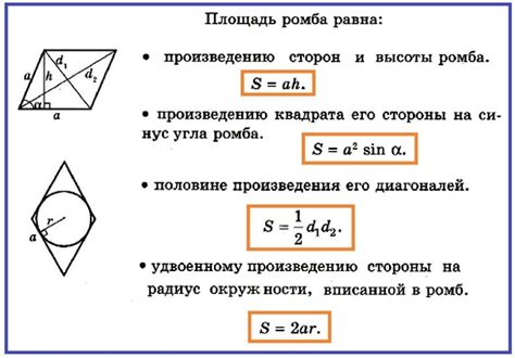 Пример 1: Рассчет одной стороны ромба на основе известных диагоналей