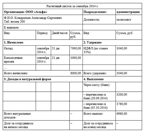 Пример 1: Расчет налога при получении заработной платы