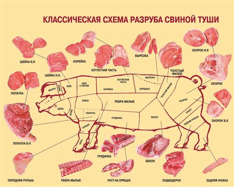 Разделка свиного мяса, удаление лишней жиры и кожи