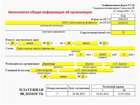 Содержание платежной ведомости