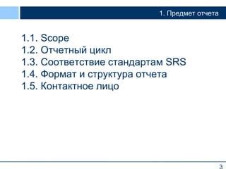 Формат и структура отчета