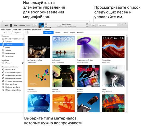  Воспроизведение музыки и видео в iTunes 