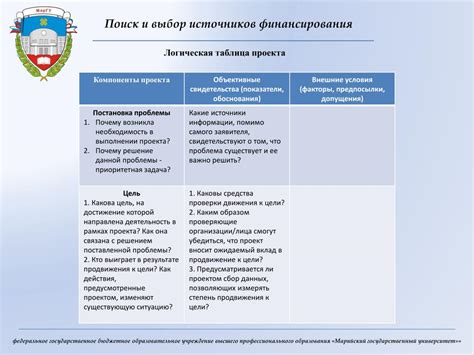  Поиск источников финансирования 